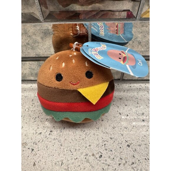 Squishmallow Carl the Cheeseburger 3.5 Inch Clip Keychain Brand New - Picture 1 of 4
